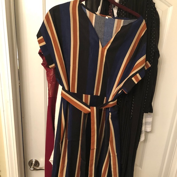 Dresses & Skirts - Shirt style dress, tie waste, side zip.